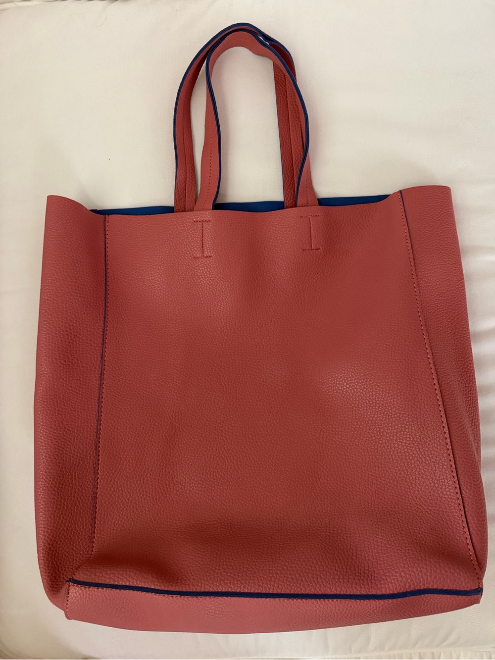 Women's Old Rose Pink Tote with blue Trim and inside🪷